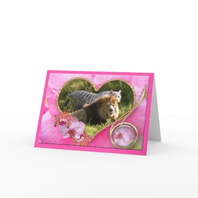 African Lion & White Tiger Playing Valentine Cards by BCRcats