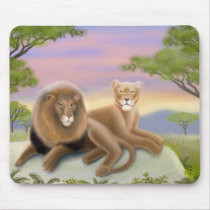 African Lions at Rest Mousepad by twopurringcats African Lions at Rest Mousepad