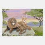 African Lions on the Savannah Kitchen Towel
