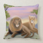 African Lions on the Savannah Pillow