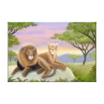 African Lions on the Savannah Wrapped Canvas
