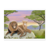 African Lions Relaxing Postcard by twopurringcats African Lions Relaxing Postcard