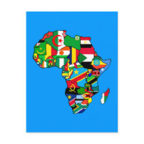 African Map of Africa flags within country maps postcards