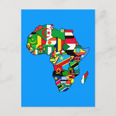 African Map of Africa flags within country maps Post Cards by Funkart