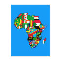 African Map of Africa flags within country maps postcards