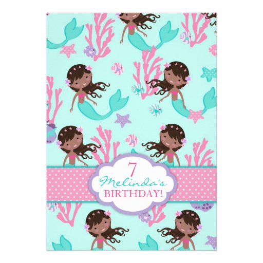 African Mermaid Seventh Birthday Cards