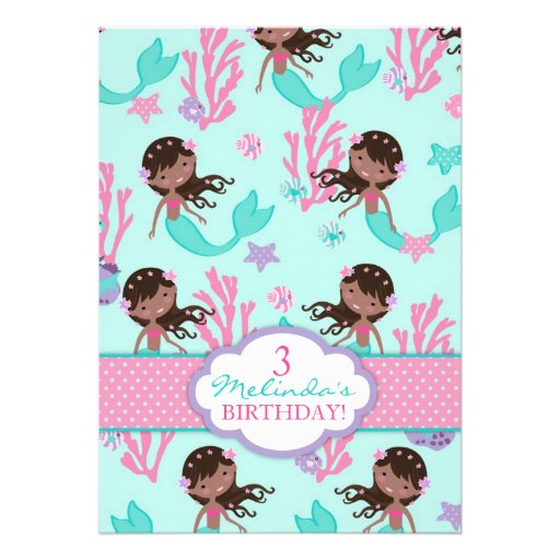 African Mermaid Third Birthday Card