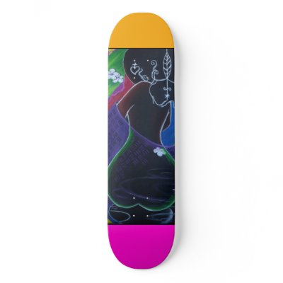 African Moon in Digital Water Skate Board by nazaire2