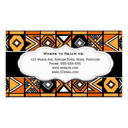 African Pattern Business Cards (back side)