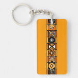African pattern yellow keychain rectangular acrylic keychains