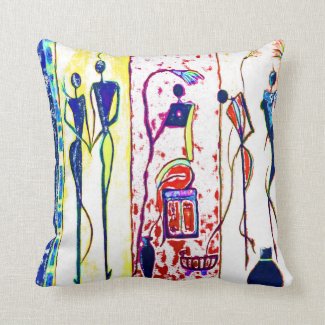 African people art in their phases of life pillow