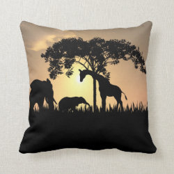 African Safari Silhouette Pillow