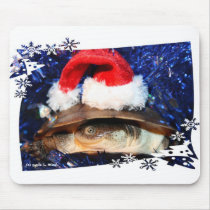 African sideneck turtle wearing santa hat mouse pads