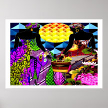 African Sunset In The Garden Of Flowers Posters