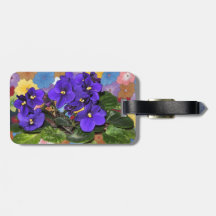 African violet travel bag tag
