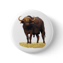 African Water Buffalo Button
