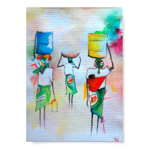 African  Watercolour painting Premium Canvas Gloss posters