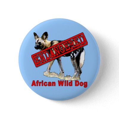 African Wild Dog Endangered Animal Products Pinback button