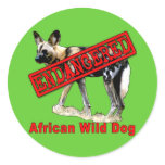 African Wild Dog Endangered Animal Products Round Stickers