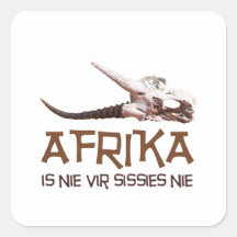 Afrika is nie vir sissies nie - Springbok skull Square Stickers