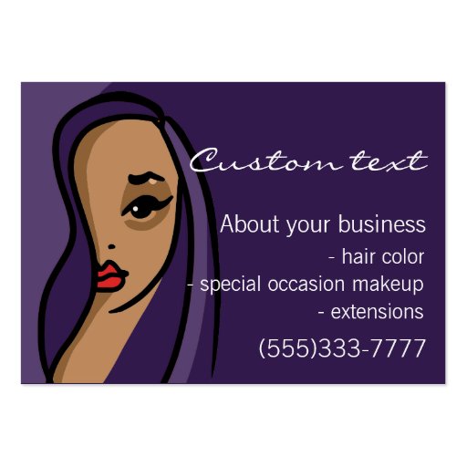 Afro American business card template hair makeup (front side)