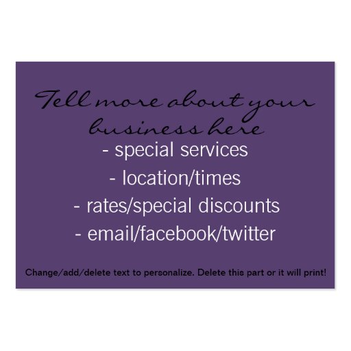 Afro American business card template hair makeup (back side)