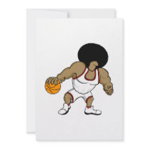 Afro basktball player custom invitations
