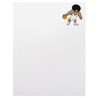 Afro basktball player custom letterhead by justsports