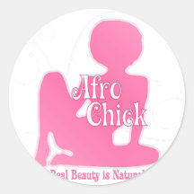 Afro Chick Pk Natural Beauty Round Sticker