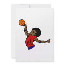 Afro dude basketball personalized invites