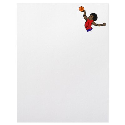 Afro dude basketball customized letterhead by justsports