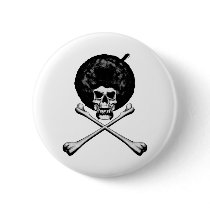 Afro Skull and Crossbones buttons