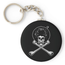Afro Skull and Crossbones Keychains