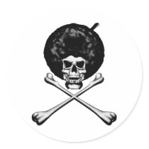 Afro Skull and Crossbones Stickers