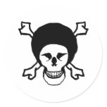 Afro Skull Bones Round Stickers