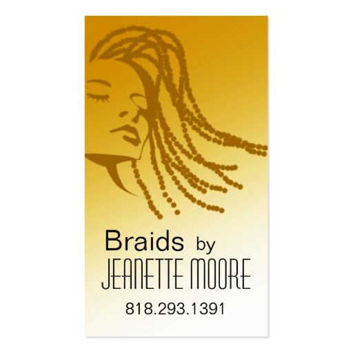 Afrocentric Braids Hair Stylist - yellow Business Card Templates