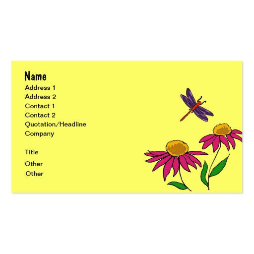 AG- Flowers, Frog, and Dragonfly Business Cards (front side)