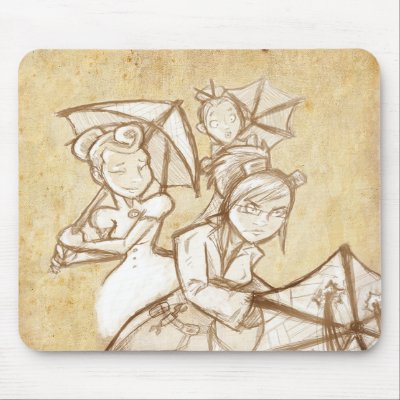 Agatha Frisky Umbrella Mouse Pad by keelhaulkateart