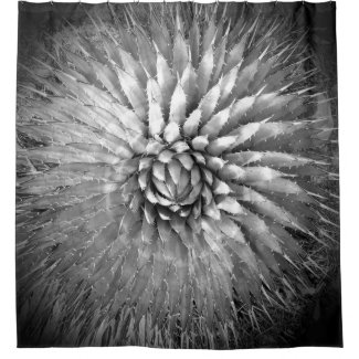 Agave Abstract Black and White Shower Curtain