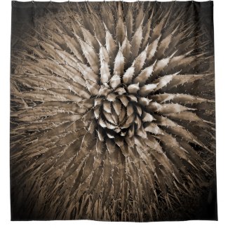 Agave Abstract Brown Sepia Shower Curtain
