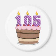 Age 105 on Birthday Cake Fridge Magnets