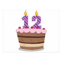 Age 12 on Birthday Cake Postcards