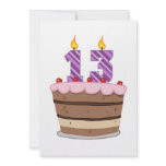 Age 13 on Birthday Cake Custom Invites