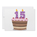 Age 15 on Birthday Cake Custom Invites