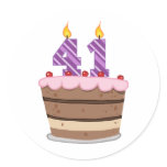 Age 41 on Birthday Cake Round Stickers