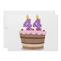 Age 44 on Birthday Cake Invitation
