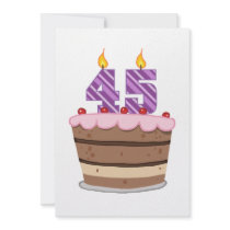 Age 45 on Birthday Cake Personalized Invite