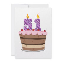 Age 51 on Birthday Cake Invitation