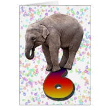 Age 6, a happy elephants birthday card