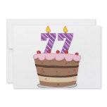 Age 77 on Birthday Cake Custom Invitations